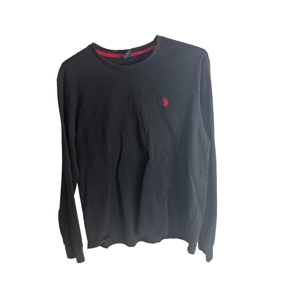 U.S. Polo Assn. Men's Black Long Sleeve Crew Neck Cotton Logo T-Shirt L